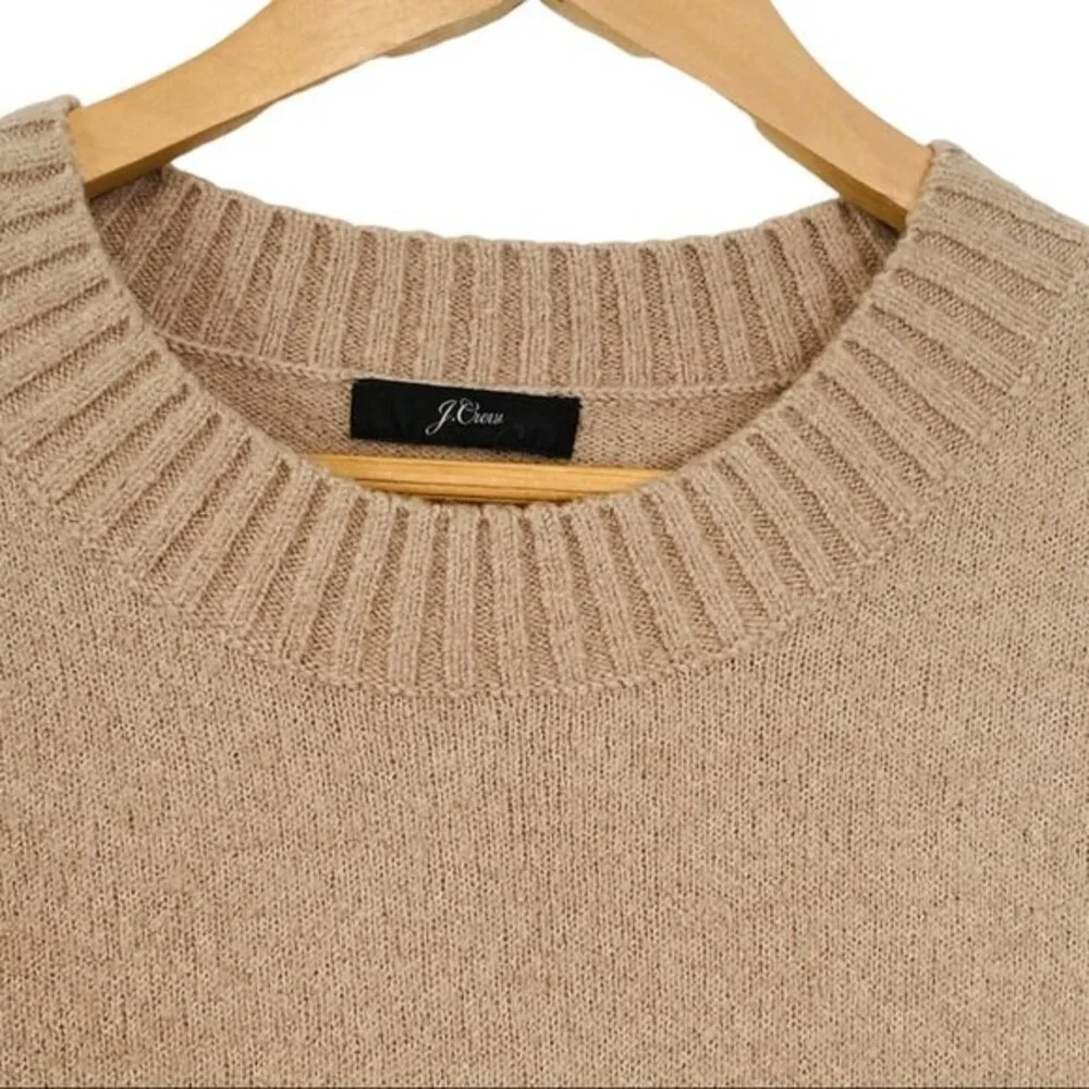 J.Crew Chevron Tan Crew Wool Blend Sweater Medium